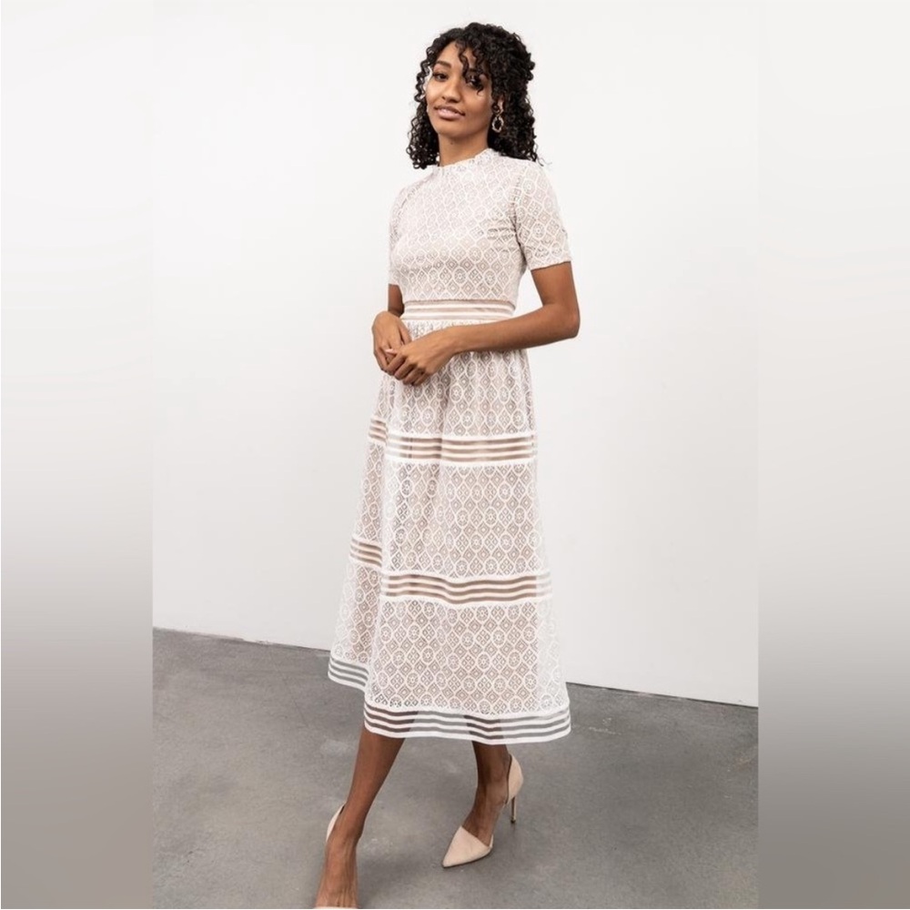 Cream Lace A-Line midi Dress
